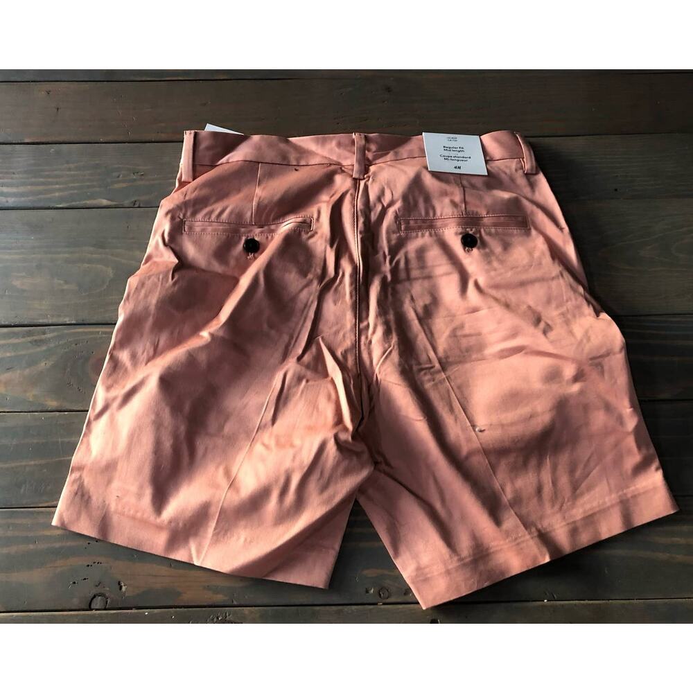 H&M men's peach/coral dress shorts standard fit size 29 NEW - Picture 3 of 4
